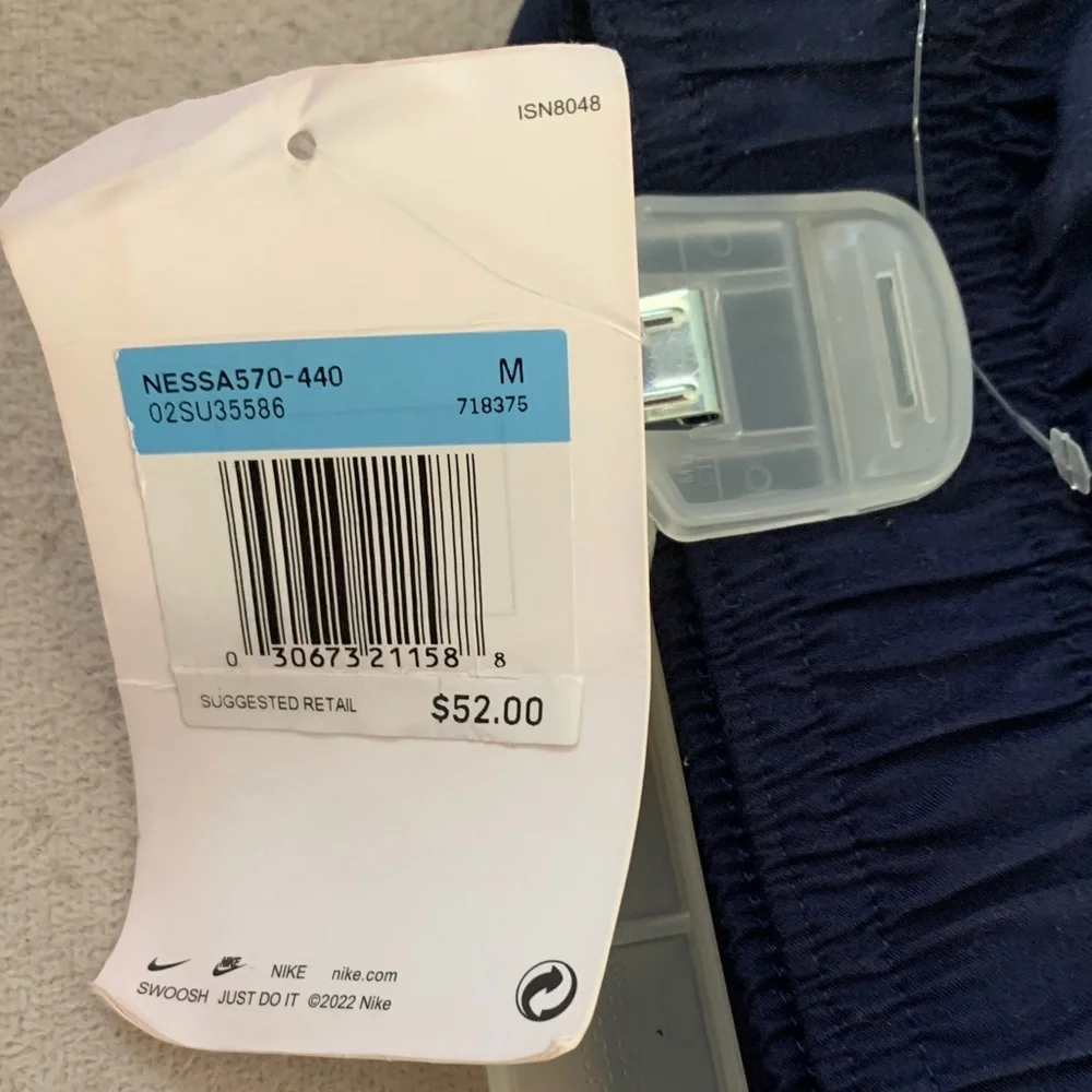 Nike Navy Athletic Swim Shorts with Blue & Lime Side Accent